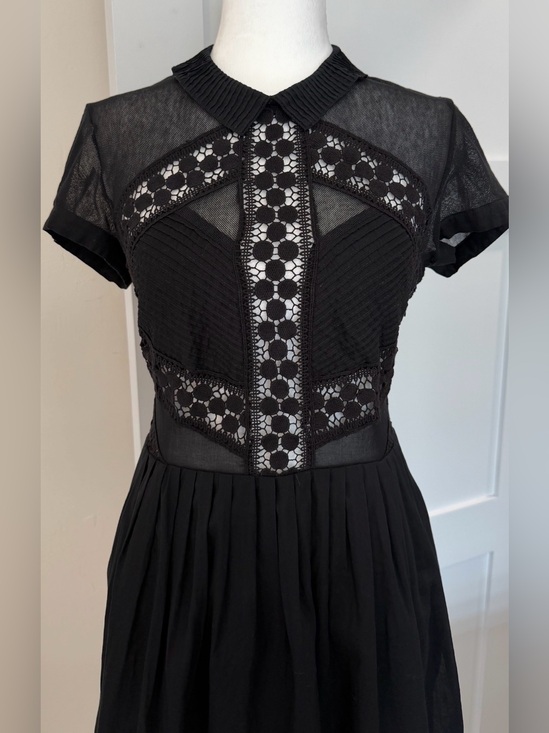 Free People Dresses & Skirts - Free People Black Lace Cap Sleeve Whimsigoth Mini Dress Size 12
